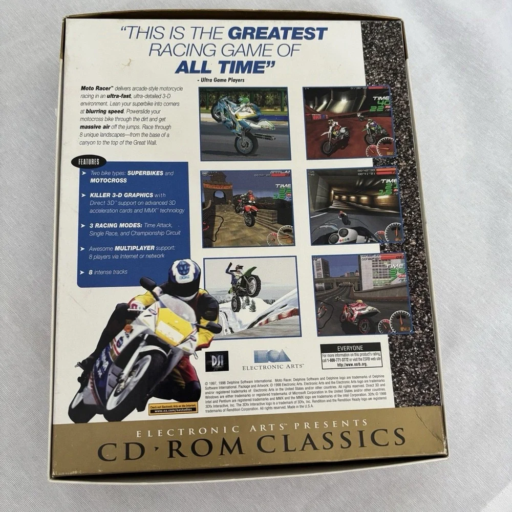 MOTO RACER SET 1997 CD ROM PC WINDOWS 95 VINTAGE RARE